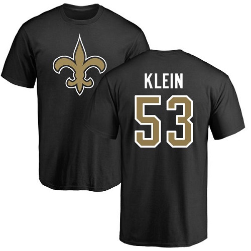 Men New Orleans Saints Black A J  Klein Name and Number Logo NFL Football #53 T Shirt